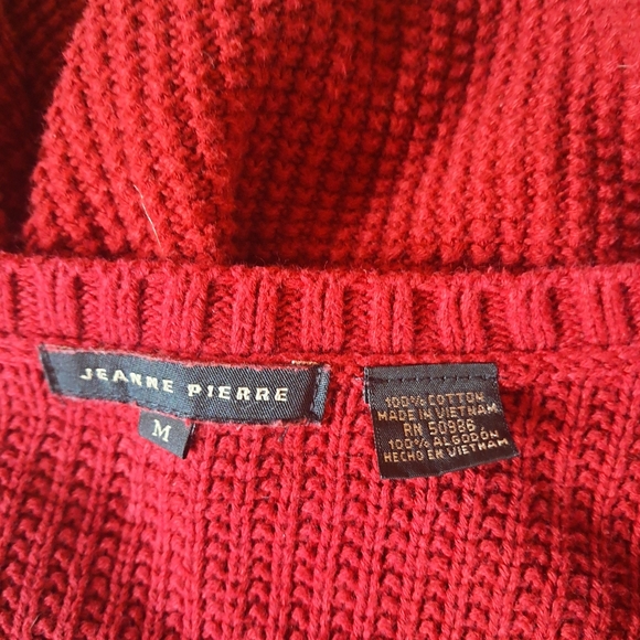 Jeanne Pierre Cranberry Red Crewneck Chunky Knit Cotton Sweater Size Medium - Picture 6 of 7